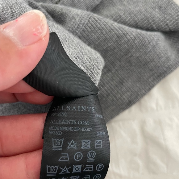 All Saints Mode Merino Wool Gray Zip-Up Men's Sweater - Picture 12 of 14